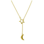 Collier goutte étoile lune en argent sterling plaqué or