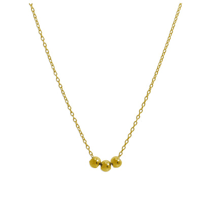 Collier triple boule en argent sterling plaqué or 45 cm