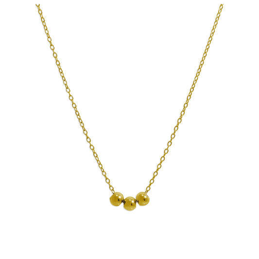 Collier triple boule en argent sterling plaqué or 45 cm