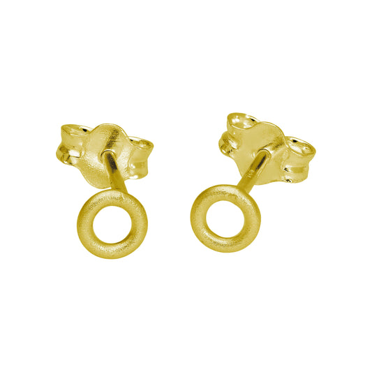 Boucles d'oreilles à tige Karma Circle en argent sterling plaqué or