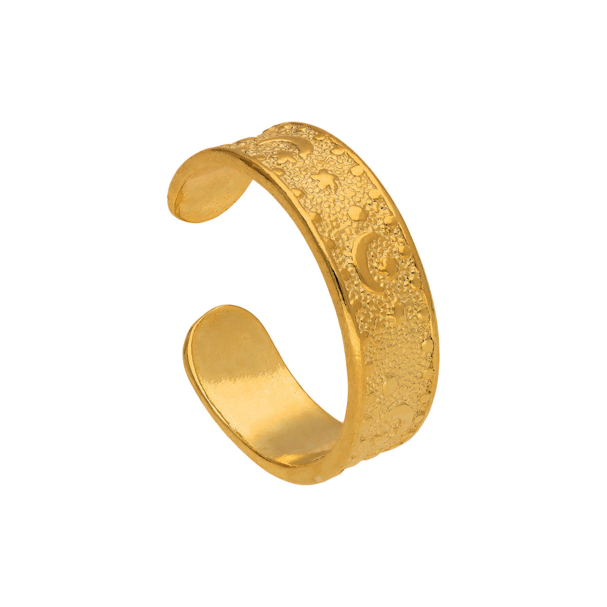 Bague d'orteil en argent sterling plaqué or avec étoile et lune