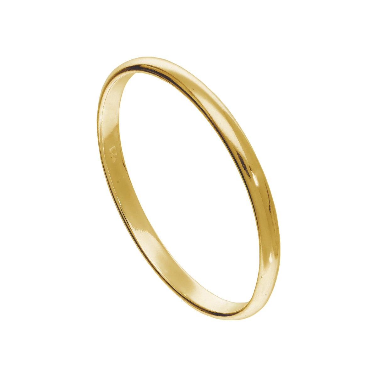 Bague empilable en argent sterling plaqué or de 2 mm en forme de D