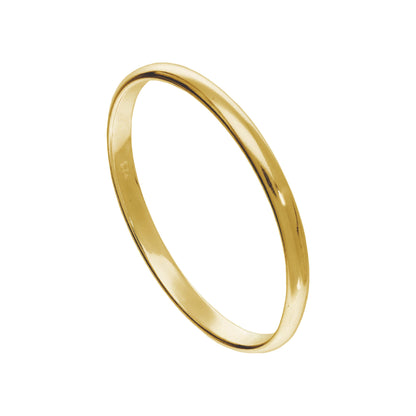 Bague empilable en argent sterling plaqué or de 2 mm en forme de D