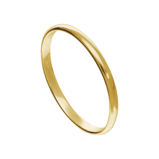 Bague empilable en argent sterling plaqué or de 2 mm en forme de D