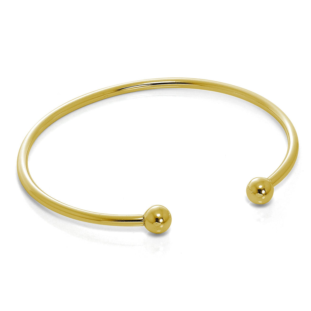 Bracelet jonc torque massif en argent sterling plaqué or pour homme