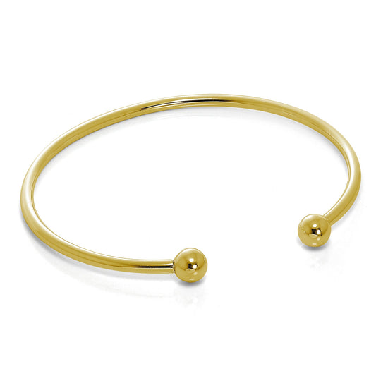 Bracelet jonc ouvert en argent sterling plaqué or pour homme