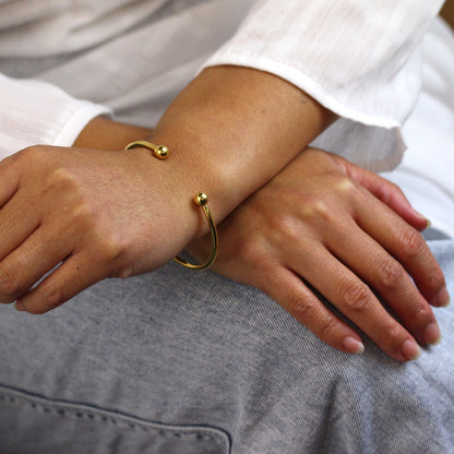 Bracelet jonc ouvert en argent sterling plaqué or pour homme