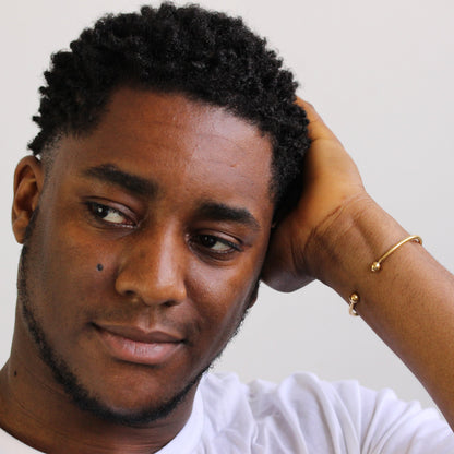 Bracelet jonc ouvert en argent sterling plaqué or pour homme