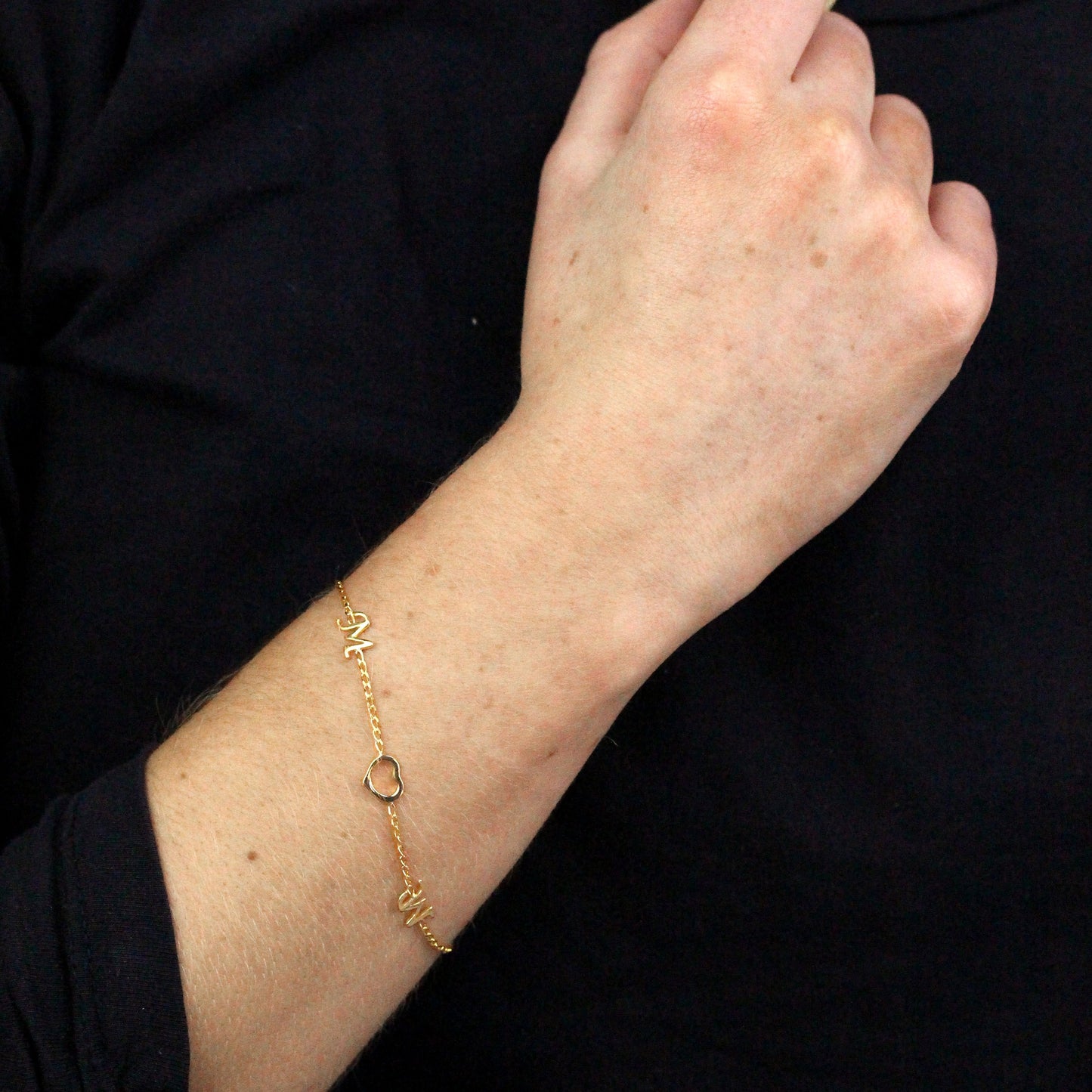 Bracelet cœur en argent sterling plaqué or pour maman