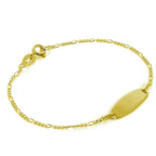 Bracelet d'identification Figaro en argent sterling plaqué or gravable 15 cm