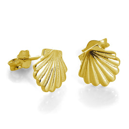 Boucles d'oreilles à tige en argent sterling plaqué or et coquillages