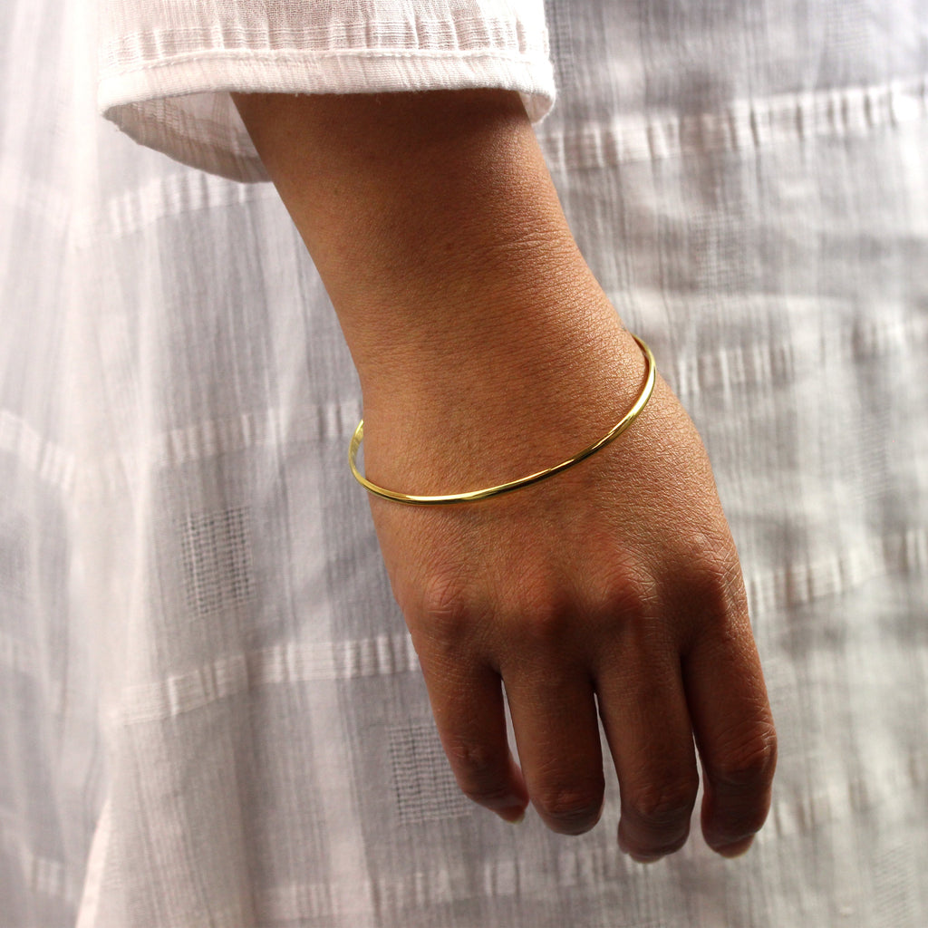 Bracelet simple en argent sterling plaqué or de 3 mm