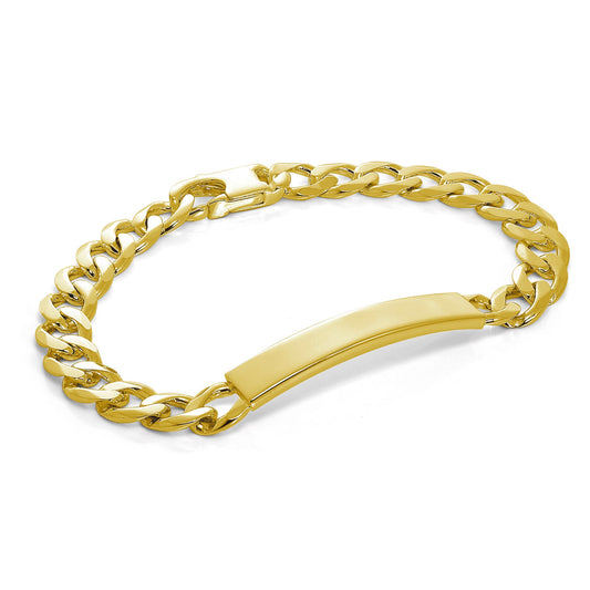 Bracelet d'identification en argent sterling plaqué or de 20 cm