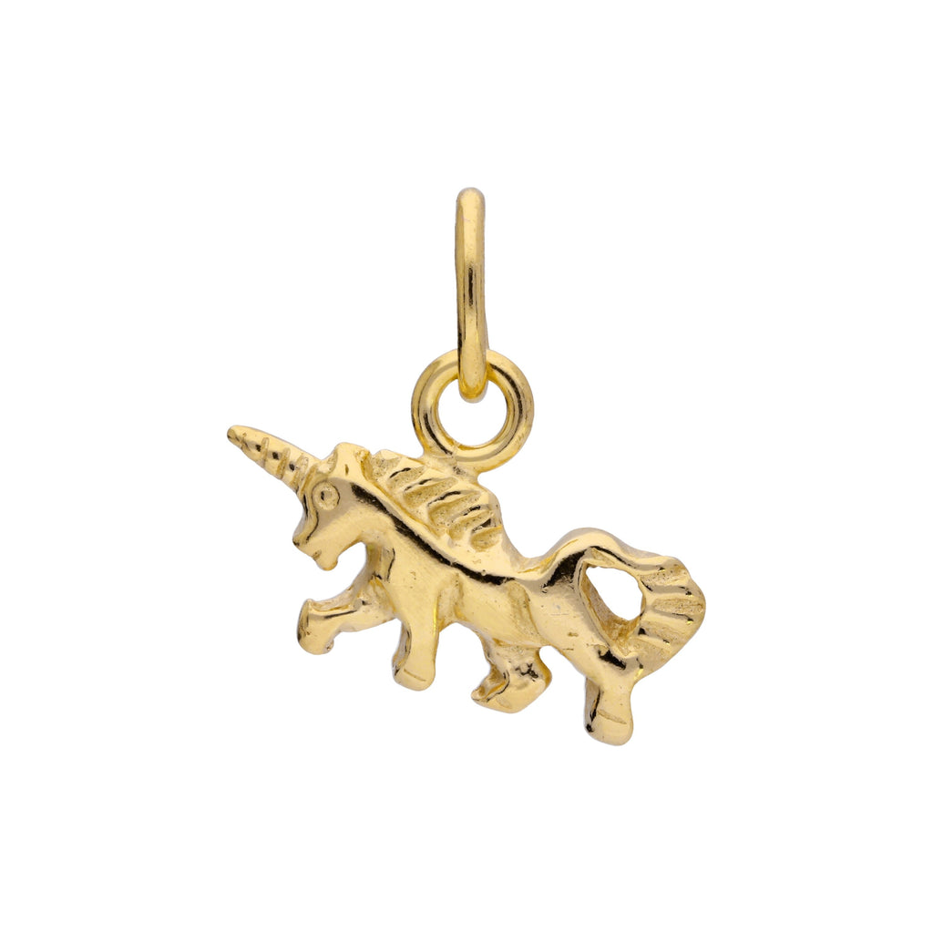 Petite breloque licorne en argent sterling plaqué or