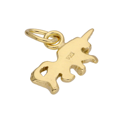 Petite breloque licorne en argent sterling plaqué or