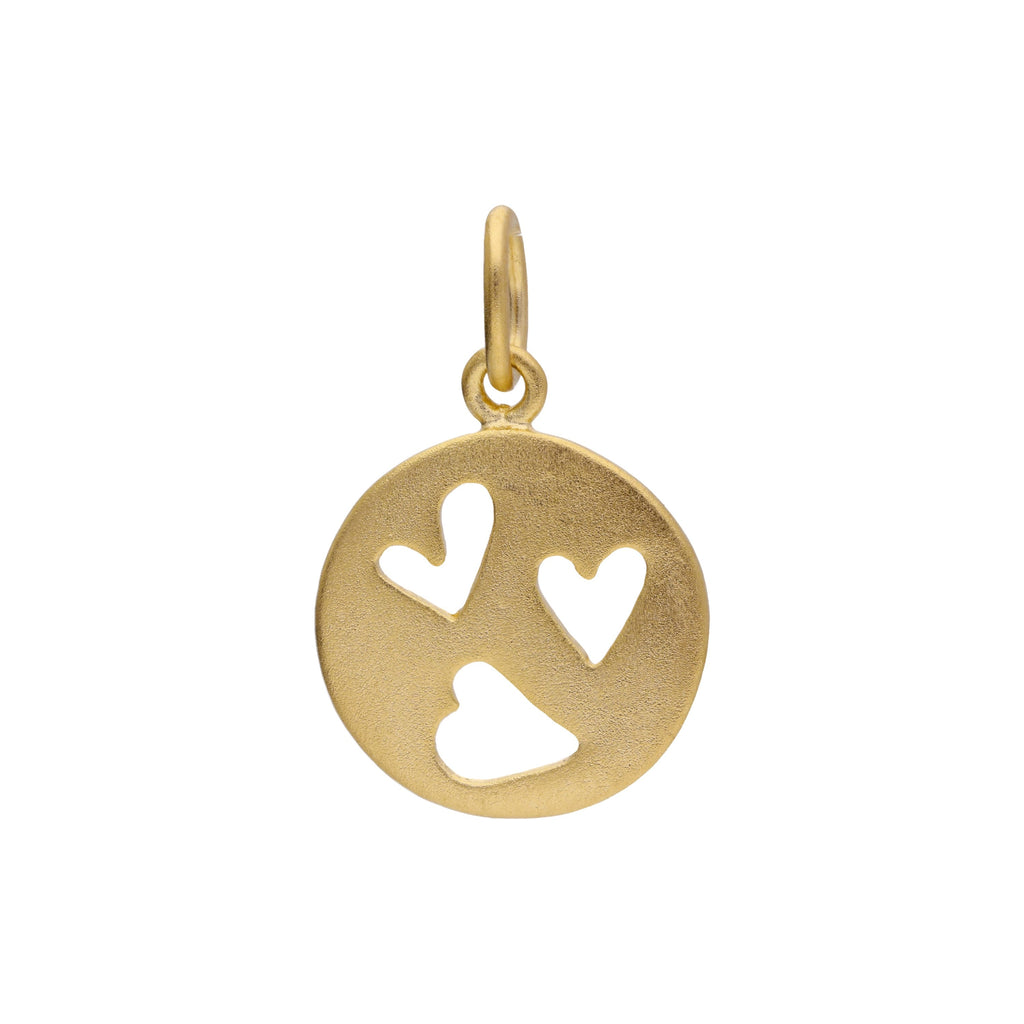 Petite breloque triple cœur en argent sterling plaqué or