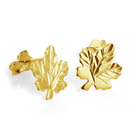 Boucles d'oreilles à tige en argent sterling plaqué or en forme de feuille d'érable