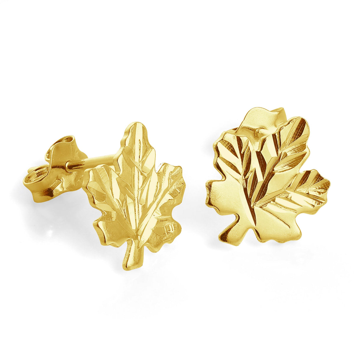 Boucles d'oreilles à tige en argent sterling plaqué or en forme de feuille d'érable