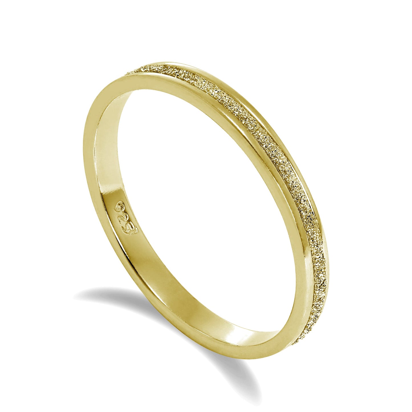 Bague d'éternité complète en argent sterling givré plaqué or de taille moyenne