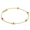 Bracelet en argent sterling plaqué or avec zircones cubiques multicolores de 4 mm