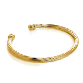 Bracelet jonc torsadé en argent sterling plaqué or pour homme