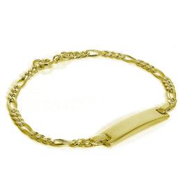 Bracelet d'identification en argent sterling plaqué or 15 cm