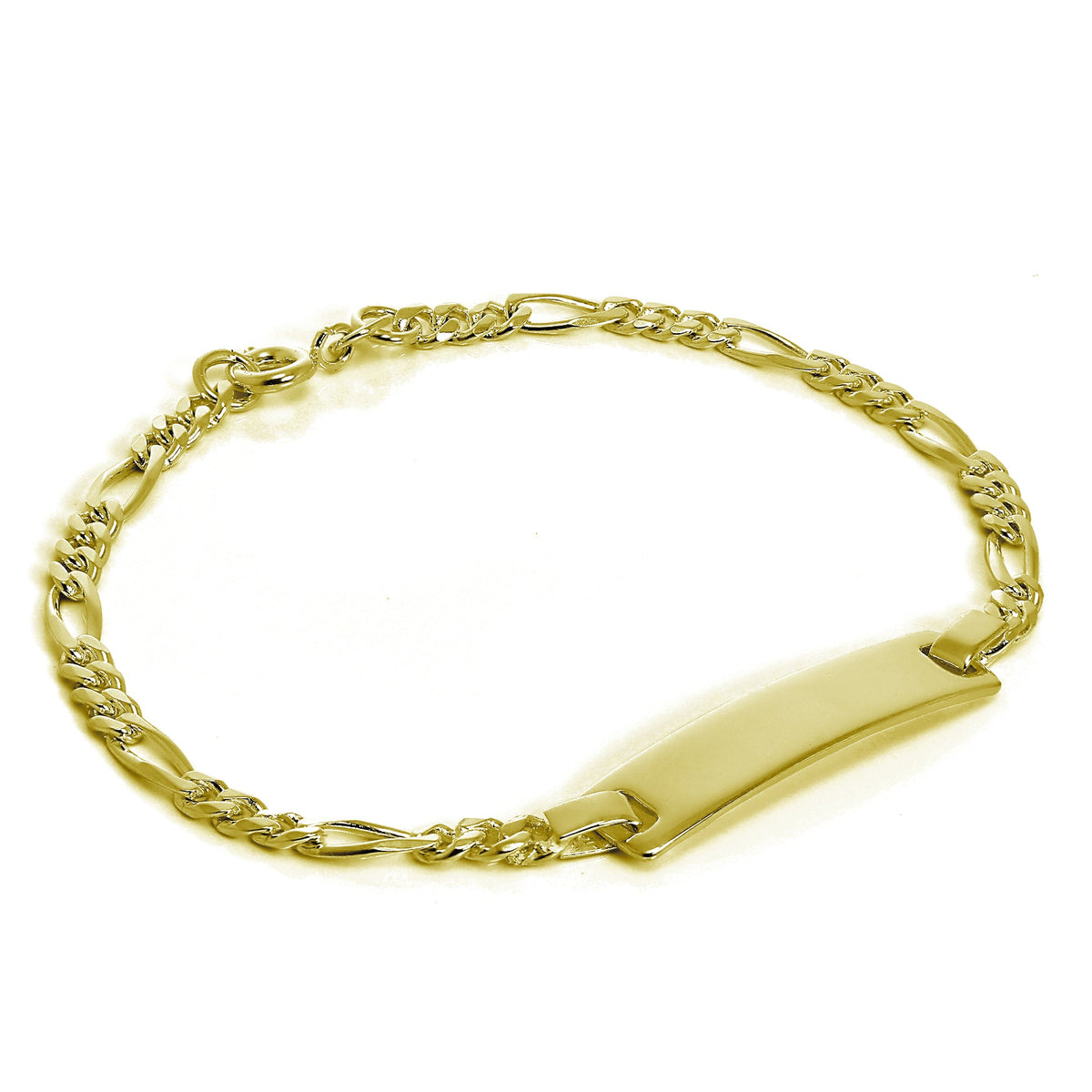 Bracelet d'identification en argent sterling plaqué or 15 cm