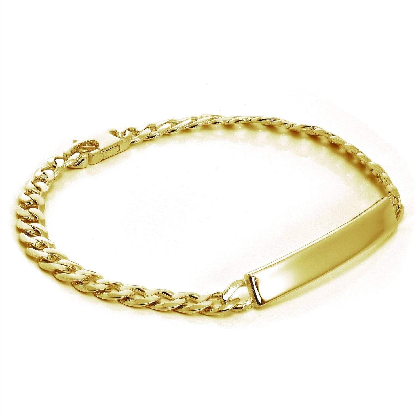 Bracelet gourmette en argent sterling plaqué or de 7 mm, 17,8 cm