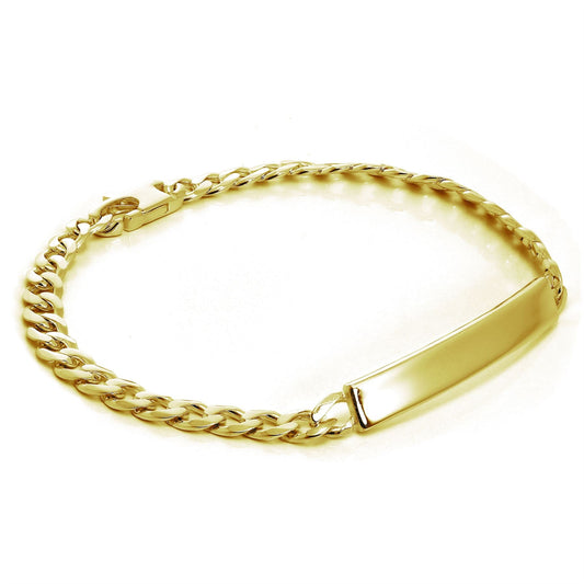 Bracelet gourmette en argent sterling plaqué or de 7 mm, 17,8 cm