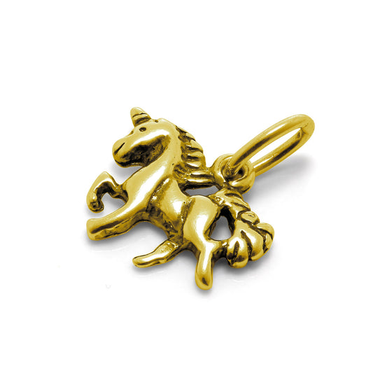 Petite breloque licorne en argent sterling plaqué or