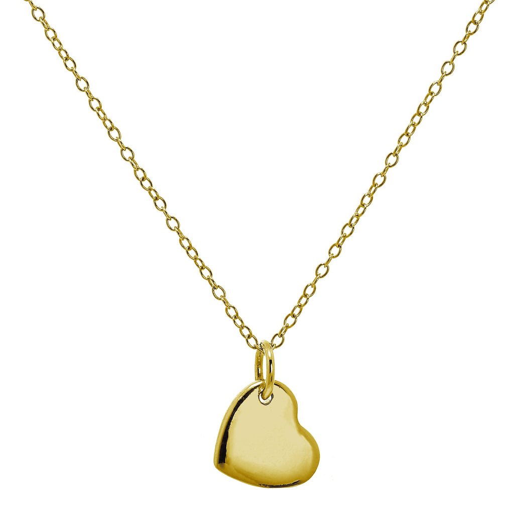 Collier cœur gravable en argent sterling plaqué or 45 cm