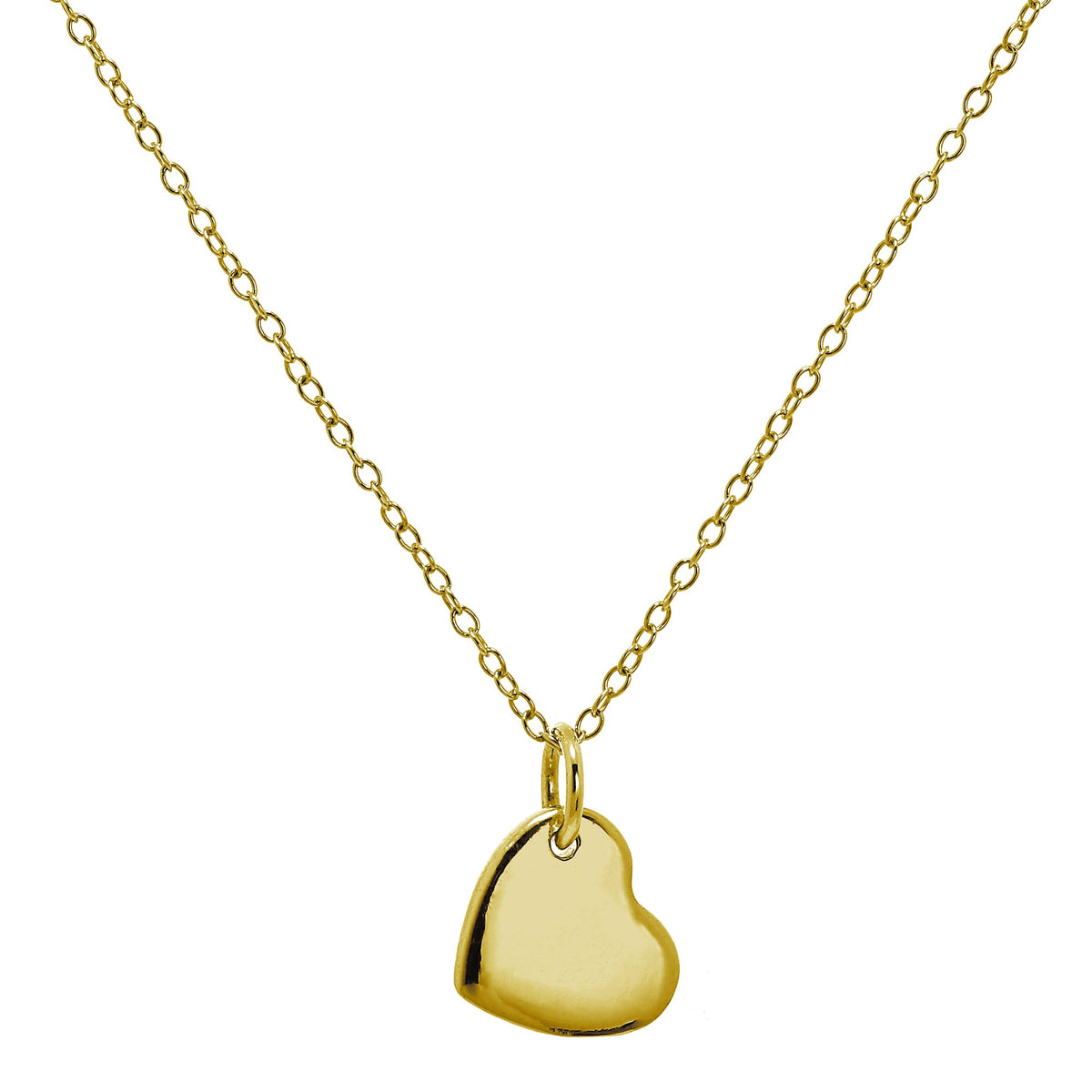 Collier cœur gravable en argent sterling plaqué or 45 cm