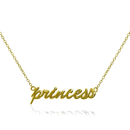 Collier princesse en argent sterling plaqué or 40 cm