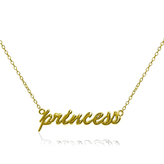 Collier princesse en argent sterling plaqué or 40 cm