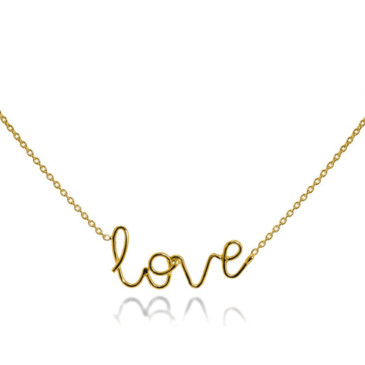 Collier Love en argent sterling plaqué or 40,6 cm + 5,1 cm