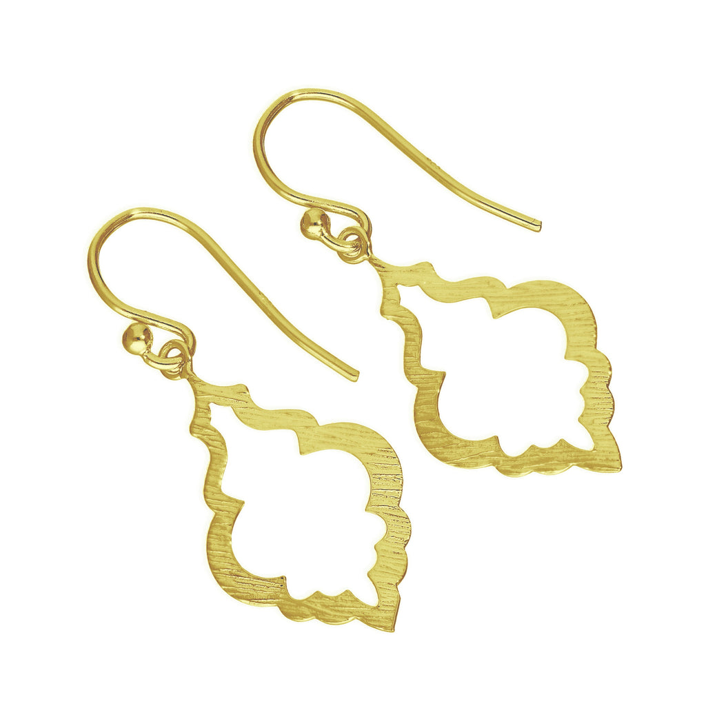Boucles d'oreilles pendantes en argent sterling plaqué or en forme de coquillage ouvert