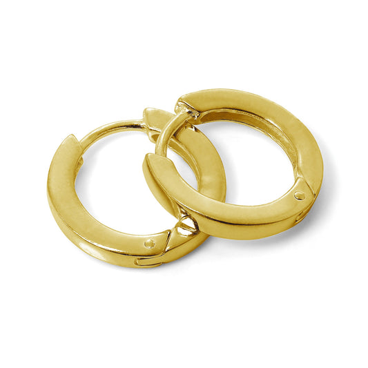 Boucles d'oreilles créoles à charnière en argent sterling plaqué or de 16 mm