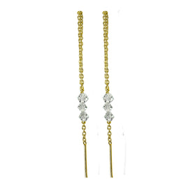 Boucles d'oreilles à enfiler en argent sterling plaqué or avec triple zircone cubique