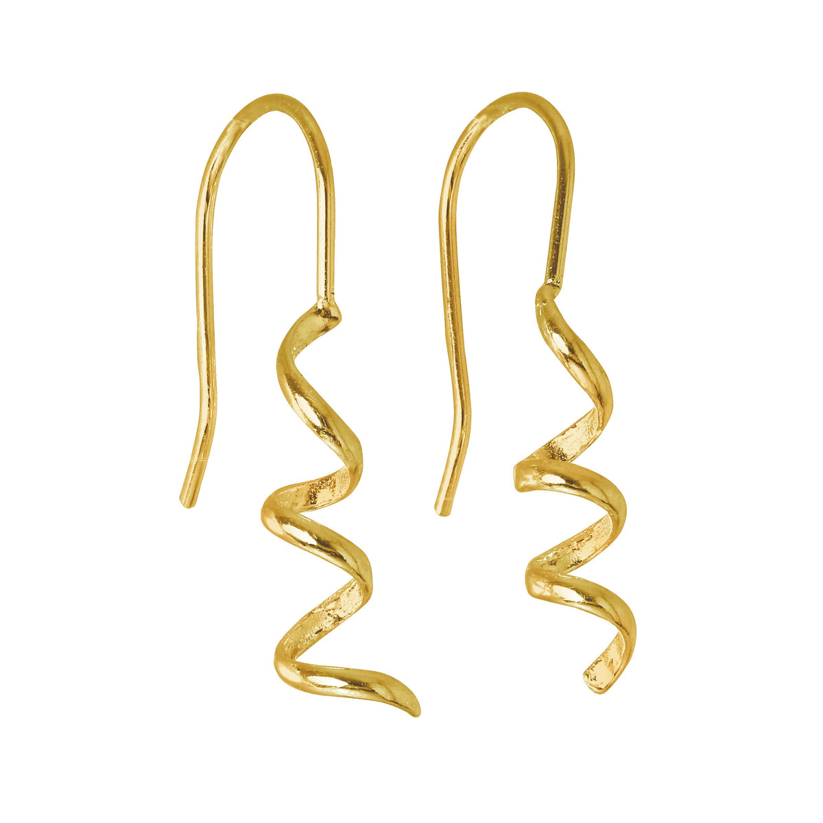 Boucles d'oreilles pendantes torsadées en argent sterling plaqué or avec tire-bouchon