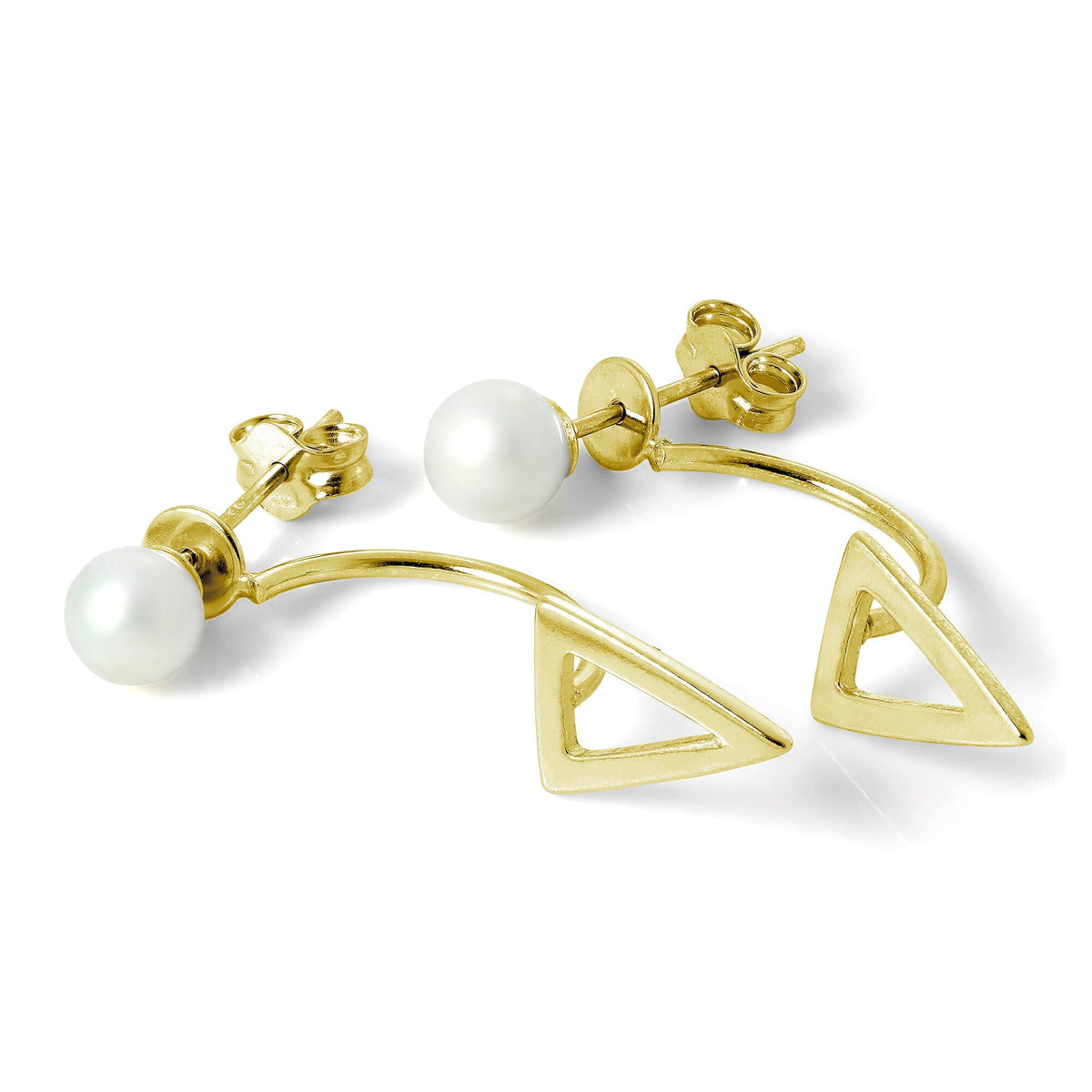 Boucles d'oreilles à tige en argent sterling plaqué or avec perles