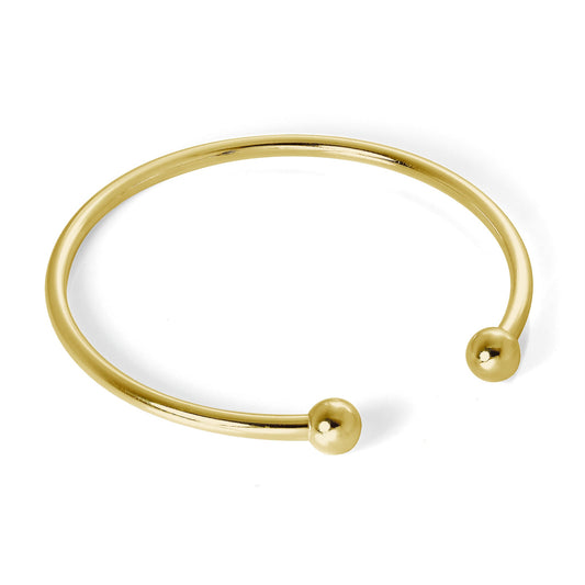Bracelet jonc creux en argent sterling plaqué or pour adulte de 65 mm