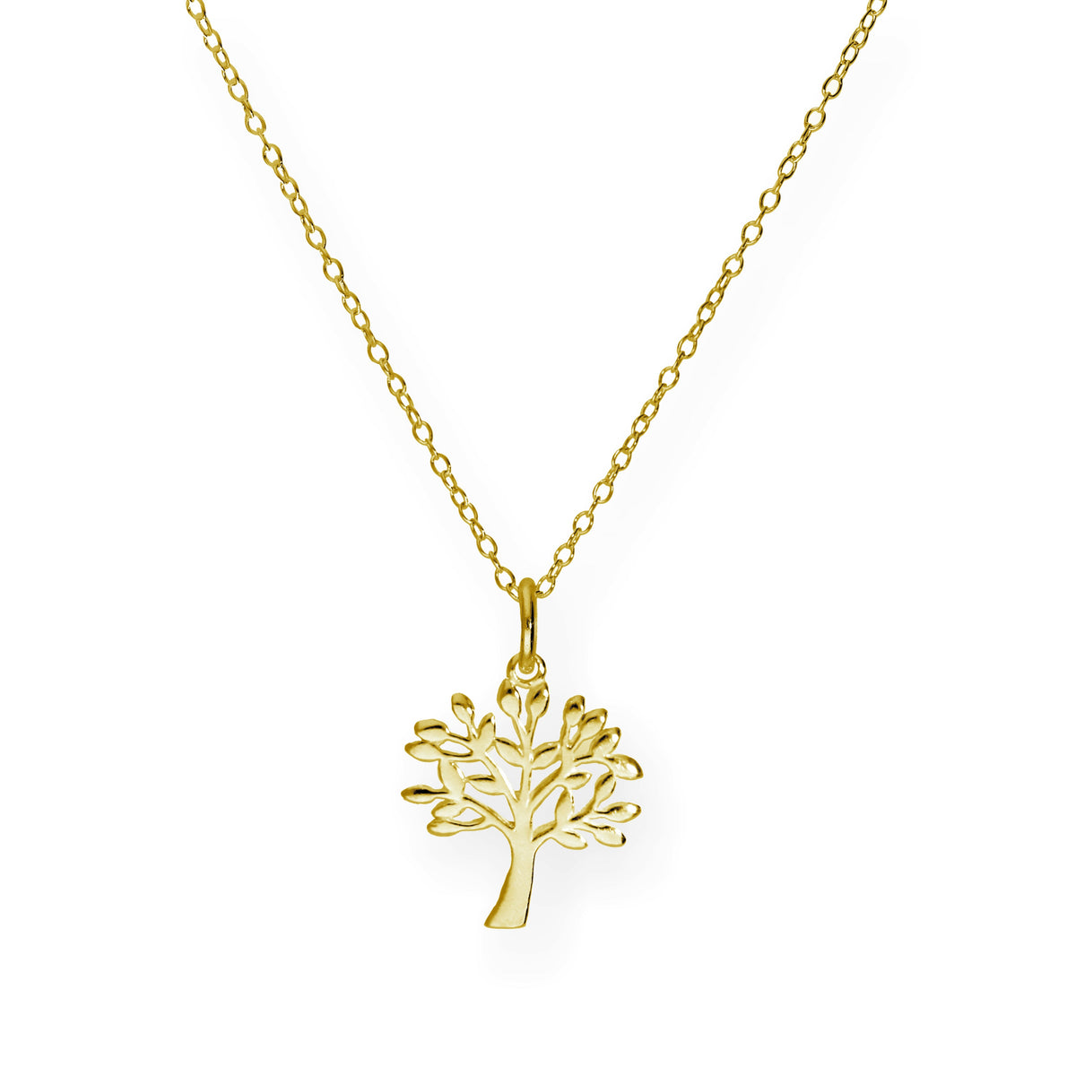 Collier en argent sterling plaqué or avec motif chêne de 45 cm