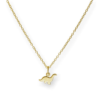 Petit collier dinosaure en argent sterling plaqué or de 45 cm