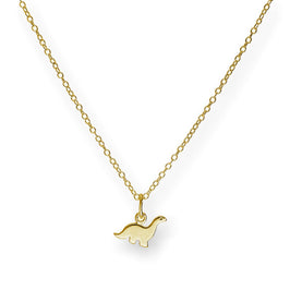 Petit collier dinosaure en argent sterling plaqué or de 45 cm