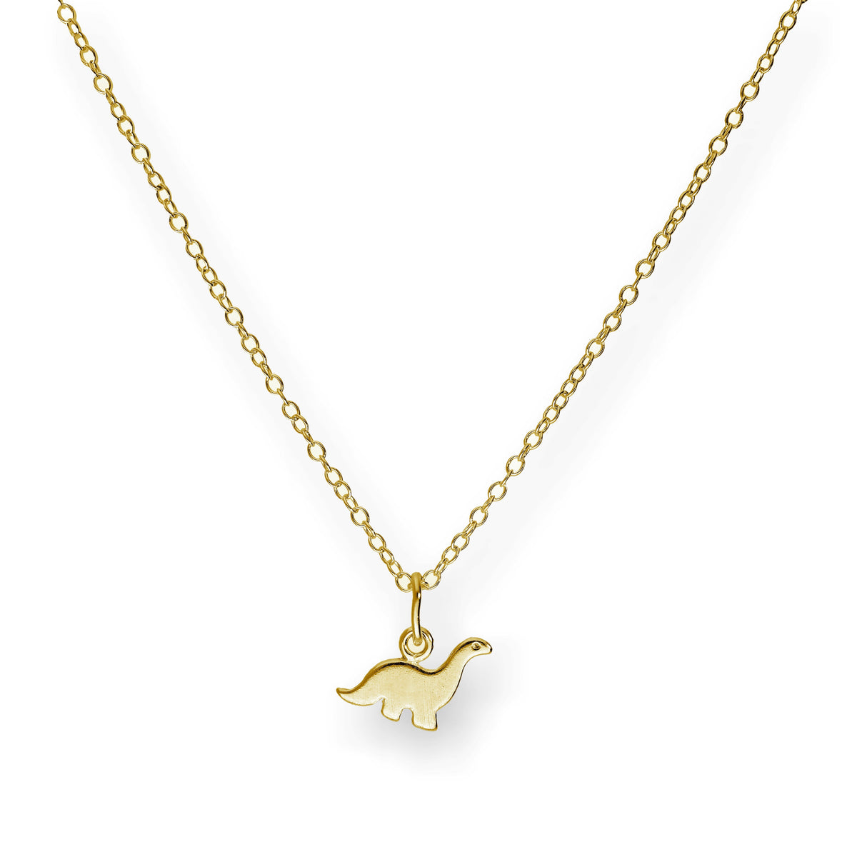 Petit collier dinosaure en argent sterling plaqué or de 45 cm
