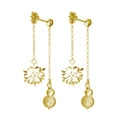 Boucles d'oreilles à tige en argent sterling plaqué or avec boule givrée et flocon de neige