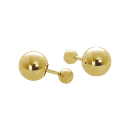 Boucles d'oreilles à tige en argent sterling plaqué or avec boules double face de 8 mm et 4 mm