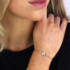 Bracelet réglable en argent sterling plaqué or et zircone cubique contre le mauvais œil