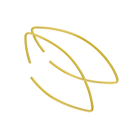 Boucles d'oreilles ovales en argent sterling plaqué or avec barre à tirer