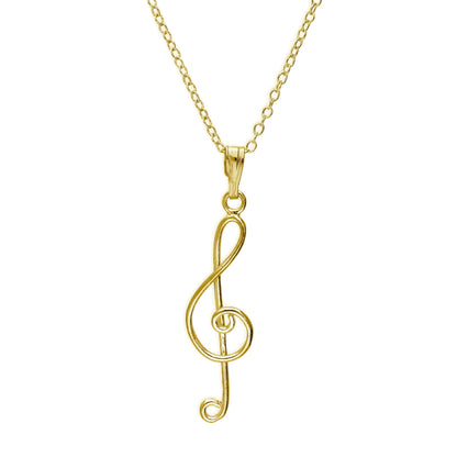 Collier clé de sol en argent sterling plaqué or 45 cm